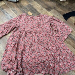 NATURAL LIFE Red and White Casual Bishop Sleeve Dress